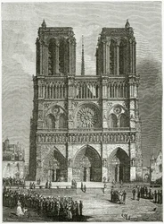 Notre Dame de Paris in 1642 - illustration from Notre Dame de Paris, 19th Century